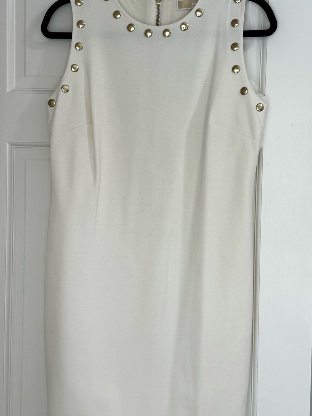 NWT MICHAEL Michael Kors Cream Gold Studded Shift Dress M
